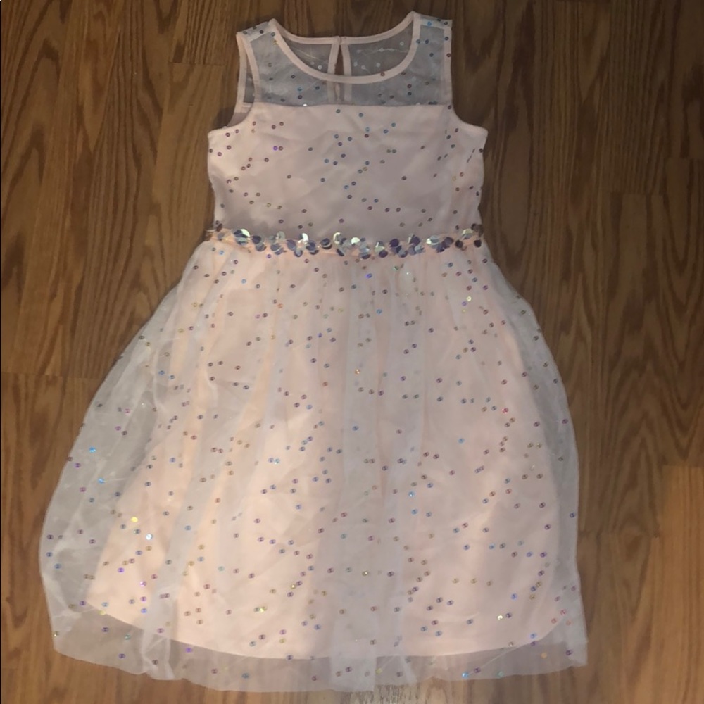 Justice size 8 peach sequin dress